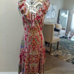 RL RalphLauren Sleeveless RuffleNeck Fit&Flare (L)